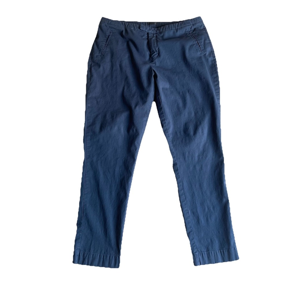 ATM Womens Straight Leg Pants Navy Blue Size 10 Twill Cotton Stretch Slacks